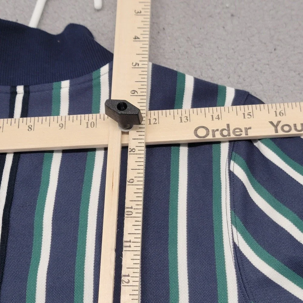 Vineyard Vines Jacket Mens Small Green Blue White Stripe Bomber Collar Full Snap